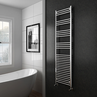 Diamond Heated Towel Rail - W500 x H1800mm - Chrome - Straight  Profile Large Image