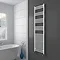 Diamond Heated Towel Rail - W500 x H1800mm - White - Straight Profile Large Image