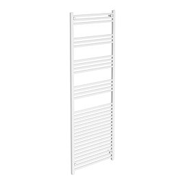 Diamond Heated Towel Rail - W600 x H1800mm - White - Straight Large Image