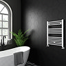 Diamond Heated Towel Rail - W600 x H800mm - White - Straight  Profile Large Image