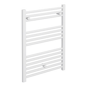 Diamond Heated Towel Rail - W600 x H800mm - White - Straight Large Image