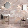 Strata Large Format Pink Polished Onyx Marble Effect Wall & Floor Tiles - 600 x 1200mm
