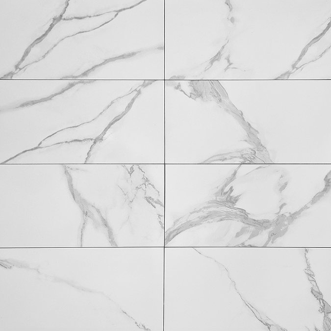 Sula Gloss White Marble Effect Wall and Floor Tiles - 300 x 600mm