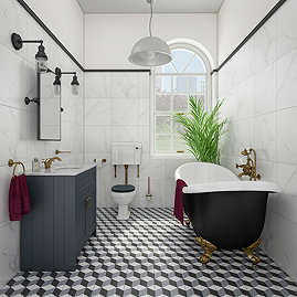 Sula Matt White Marble Effect Wall and Floor Tiles - 450 x 450mm