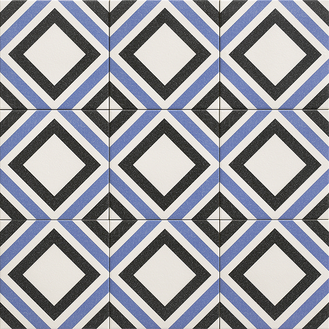 Sumi Blue Patterned Wall and Floor Tiles - 200 x 200mm