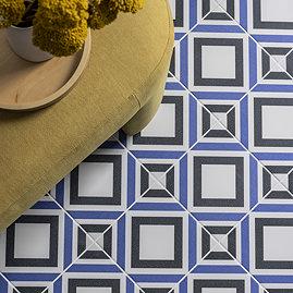 Sumi Blue Patterned Wall and Floor Tiles - 200 x 200mm