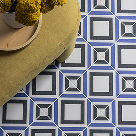 Sumi Blue Patterned Wall and Floor Tiles - 200 x 200mm