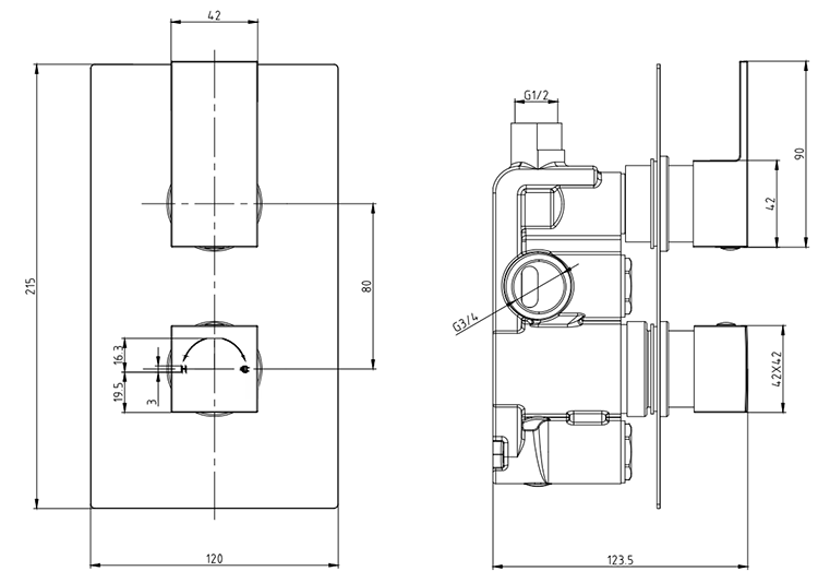 Summit Twin Concealed Thermostatic Shower Valve in Chrome