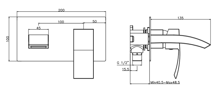 Summit Wall Mounted Basin Mixer Tap - Brushed Brass