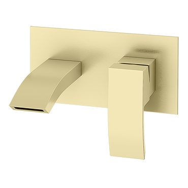 Summit Wall Mounted Basin Mixer Tap - Brushed Brass