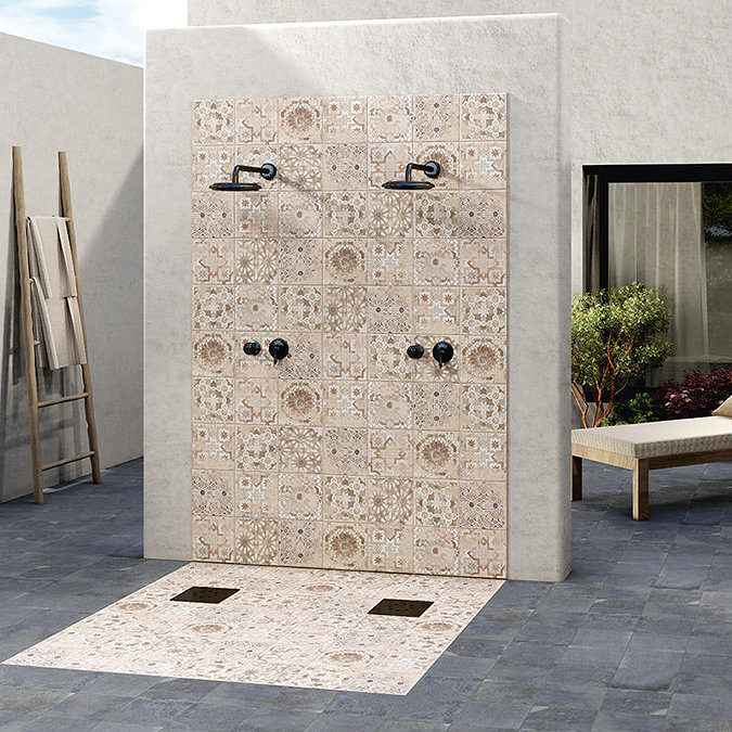 Talence Vintage Moroccan Patchwork Wall and Floor Tiles - 200 x 200mm
