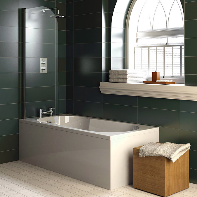 Taranto Keyhole Shower Bath & Legset - 1700x800mm Profile Large Image