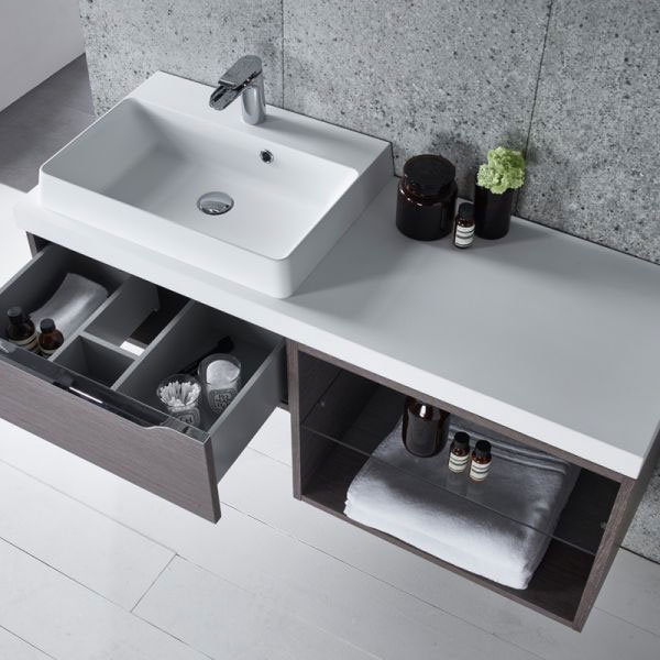 Tavistock Array Single Drawer Unit & Basin with 600mm Open Unit - Dark Java Profile Large Image