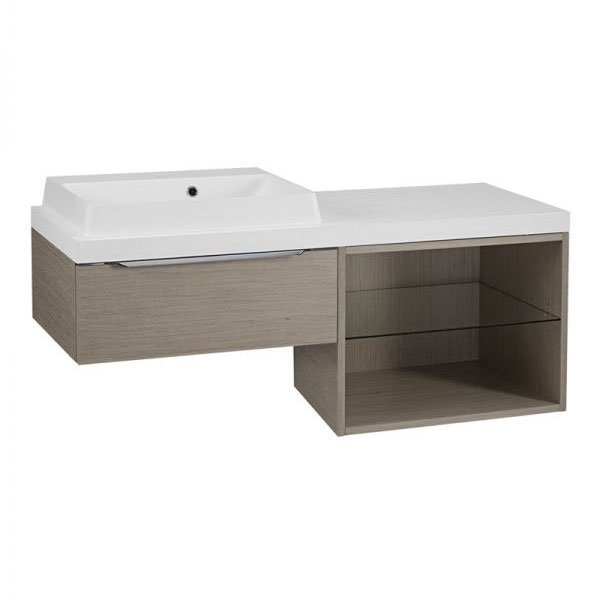 Tavistock Array Single Drawer Unit & Basin with 600mm Open Unit - Light Java Large Image