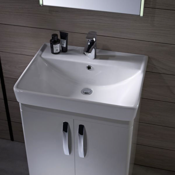 Tavistock Compass 600mm Freestanding Unit & Basin - Gloss White Feature Large Image