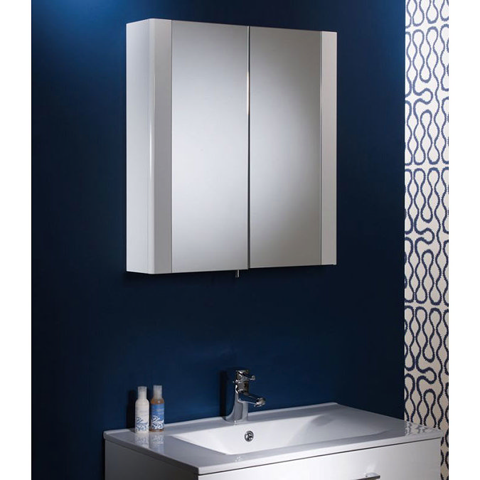 Tavistock Detail Double Door Mirror Cabinet - Gloss White Feature Large Image