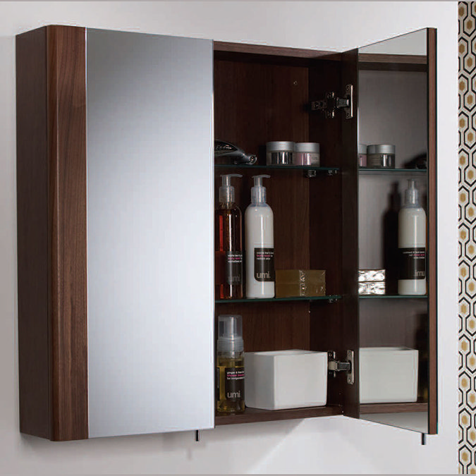 Tavistock Detail Double Door Mirror Cabinet - Walnut Profile Large Image