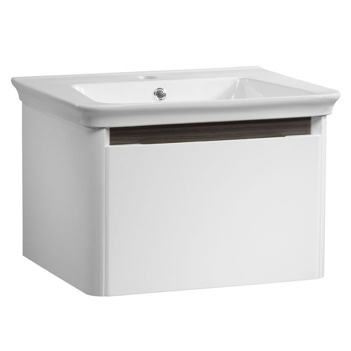 Tavistock Equate 600mm Wall Mounted Unit & Basin - Gloss White/Grey Oak Large Image