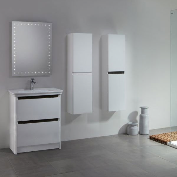 Tavistock Equate 700mm Freestanding Unit & Basin - Gloss White/Grey Oak Profile Large Image