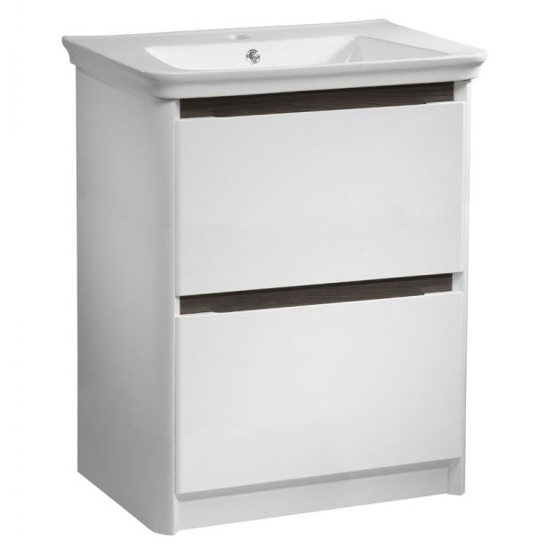 Tavistock Equate 700mm Freestanding Unit & Basin - Gloss White/Grey Oak Large Image