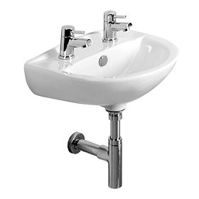 Tavistock Micra 450mm Ceramic Basin & Bottle Trap - 2 Tap Hole Large Image