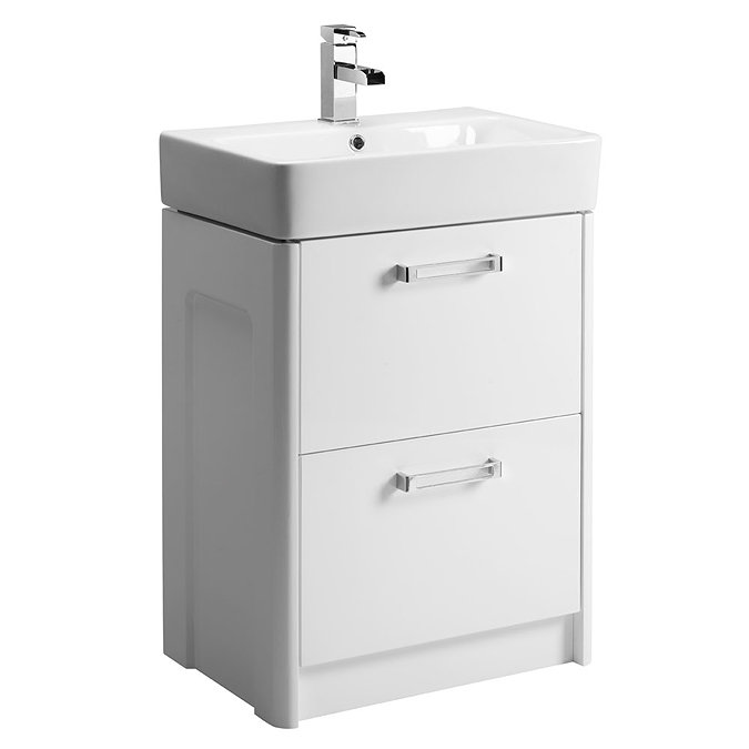 Tavistock Q60 575mm Freestanding Unit & Basin - Gloss White Large Image