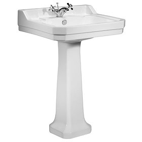 Tavistock Vitoria 605mm Ceramic Basin & Pedestal - 1 Tap Hole Large Image