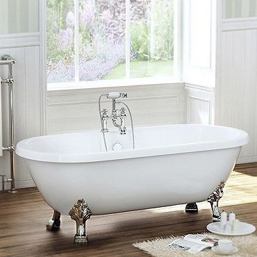 Roma 1700 x 750 Luxury Double Ended Freestanding Bath with Chrome Leg Set Profile Large Image