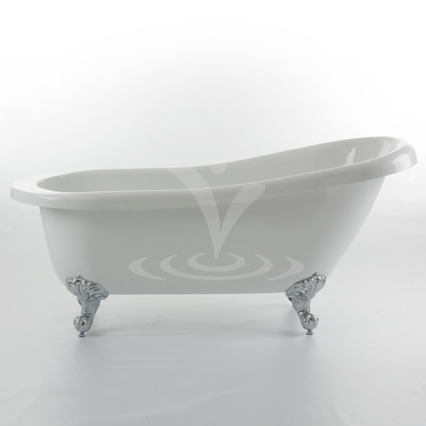 Canterbury 1540 x 700 Luxury Freestanding Slipper Bath with Chrome Leg Set Standard Large Image