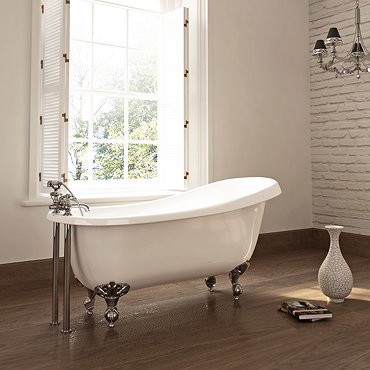Canterbury 1540 x 700 Luxury Freestanding Slipper Bath with Chrome Leg Set Profile Large Image