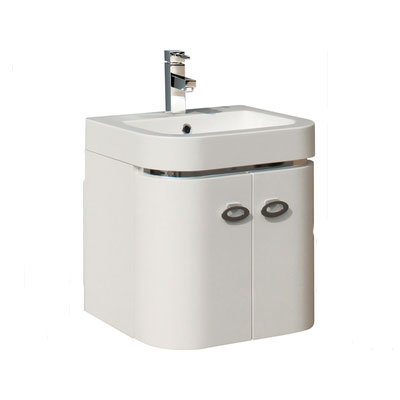 TC - Etna Wall Hung Double Door Vanity Unit with Basin - Gloss White - 3 x Size Options Large Image