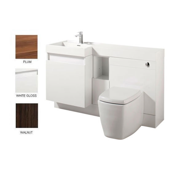 TC - Euston 1450 Double Drawer Vanity & WC Unit with Basin - Left Hand - 3 x Colour Options Large Image