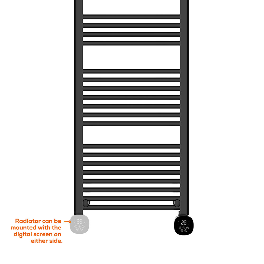 TCP Smart 1000W Black 1250 x 500mm Wi-Fi Energy Saving Electric Only Towel Radiator