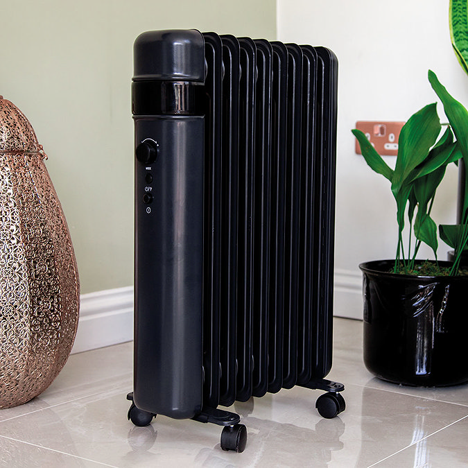 TCP Smart 2000W Black Wi-Fi Energy Saving Portable Free-Standing Oil 9 Finned Radiator  additional L