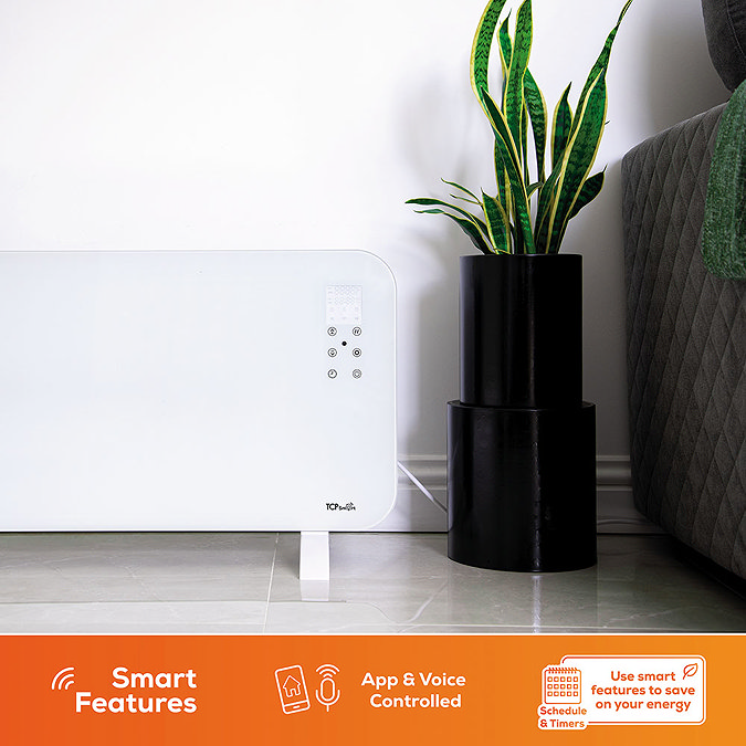 TCP Smart 2000W White Wi-Fi Energy Saving Fixed or Portable Glass Panel Heater Feature Large Image