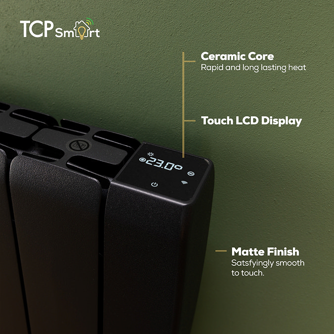 TCP Smart 700W Black Ceramic Panel Energy Saving Electric Radiator