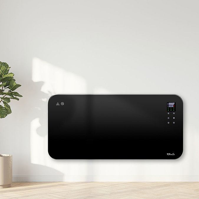 TCP Smart Wi-Fi Energy Saving Fixed or Portable Glass Panel Heater Black 1500W additional Large Ima