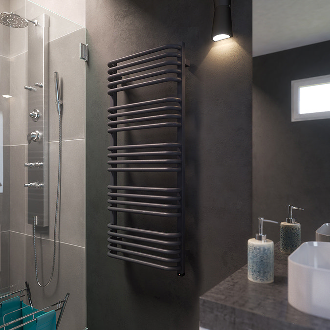 Terma Alex One H1140 x W500mm Modern Grey Electric Only Towel Rail