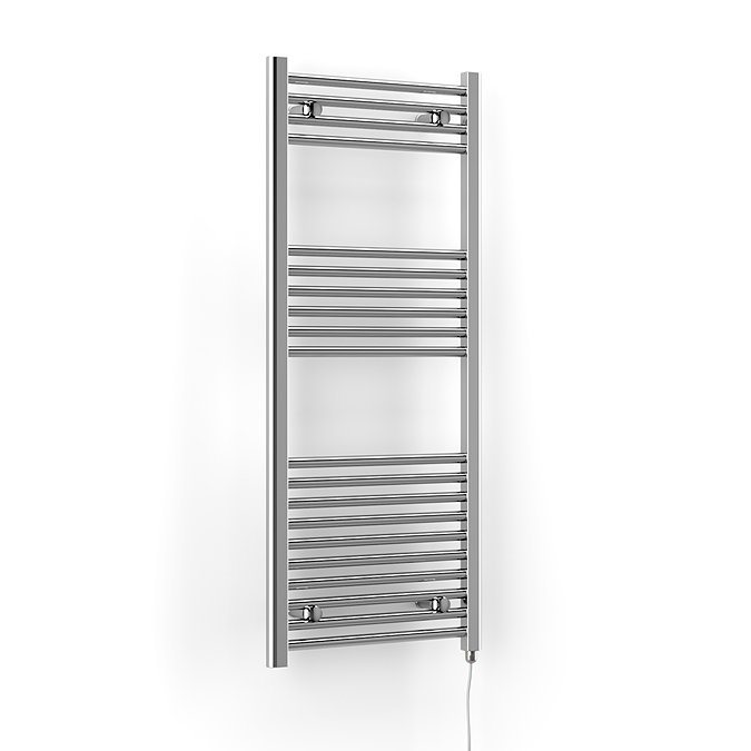 Terma Leo H1200 x W500mm Chrome Electric Only Towel Rail with SIM Fixed Temperature Element