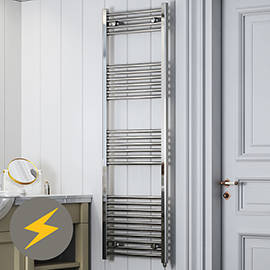 Terma Leo H1600 x W500mm Chrome Electric Only Towel Rail with SIM Fixed Temperature Element