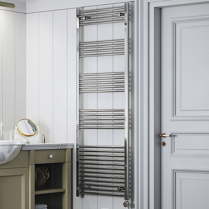 Terma Leo H1800 x W600mm Chrome Electric Only Towel Rail with MEG Thermostatic Element