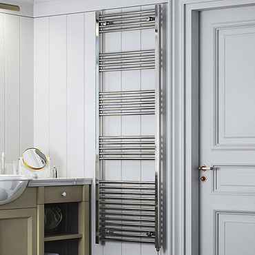 Terma Leo H1800 x W600mm Chrome Electric Only Towel Rail with SIM Fixed Temperature Element