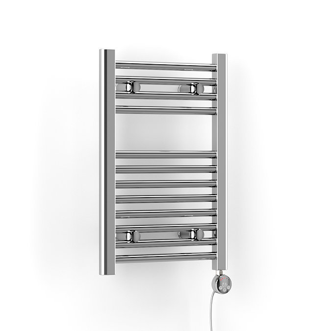 Terma Leo H600 x W400mm Chrome Electric Only Towel Rail with MEG Thermostatic Element