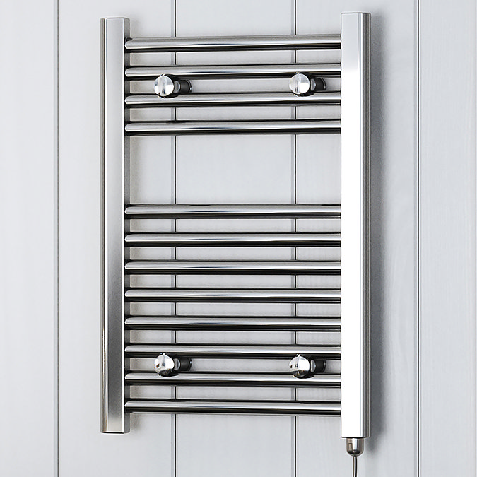 Terma Leo H600 x W400mm Chrome Electric Only Towel Rail with SIM Fixed Temperature Element