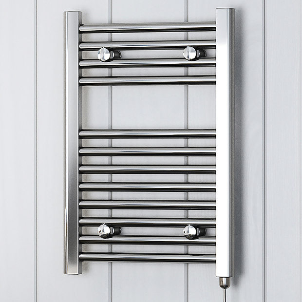 Terma Leo H600 x W400mm Chrome Electric Only Towel Rail with SIM Fixed  Temperature Element