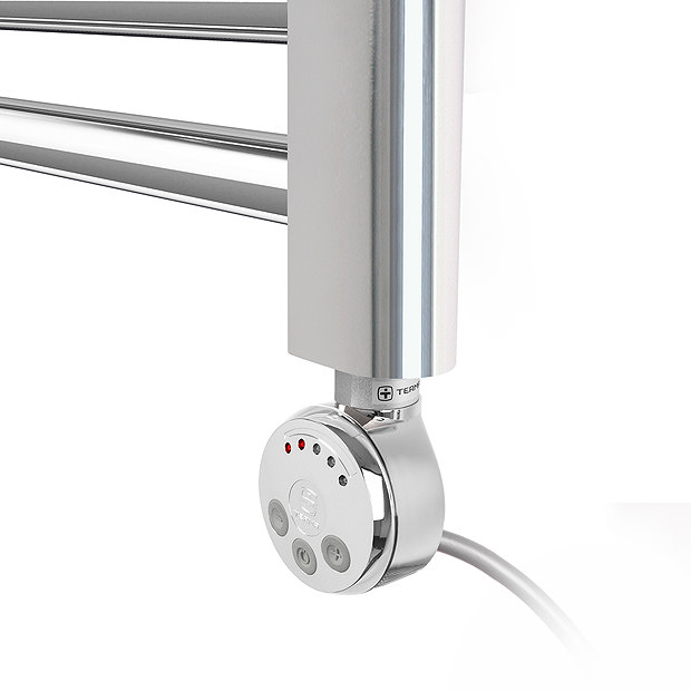 Terma Leo H800 x W500mm Chrome Electric Only Towel Rail with MEG Thermostatic Element