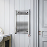 Terma Leo H800 x W500mm Chrome Electric Only Towel Rail with MEG Thermostatic Element