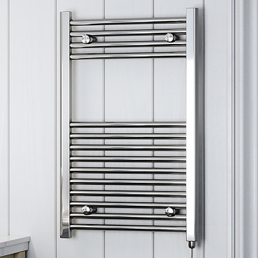 Terma Leo H800 x W500mm Chrome Electric Only Towel Rail with SIM Fixed Temperature Element