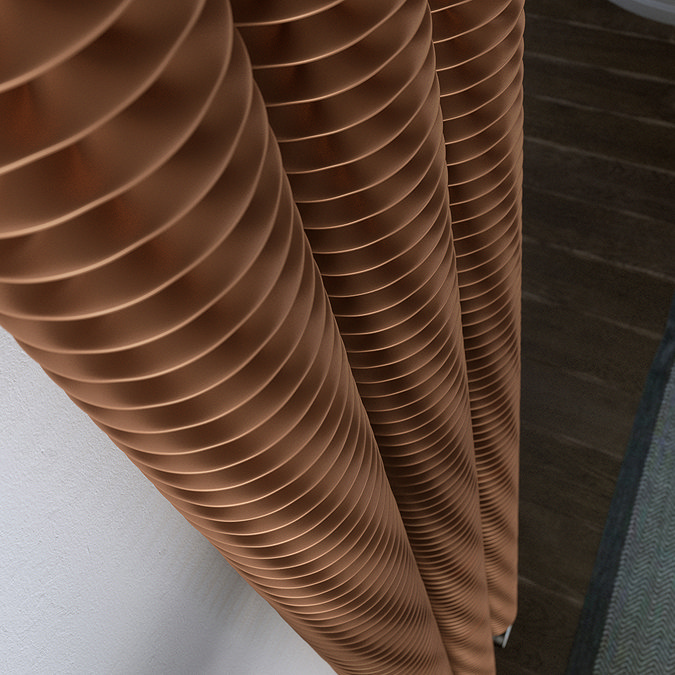 Terma Ribbon V E H1800 x W290mm Bright Copper Electric Only Radiator with MOA Blue Element
