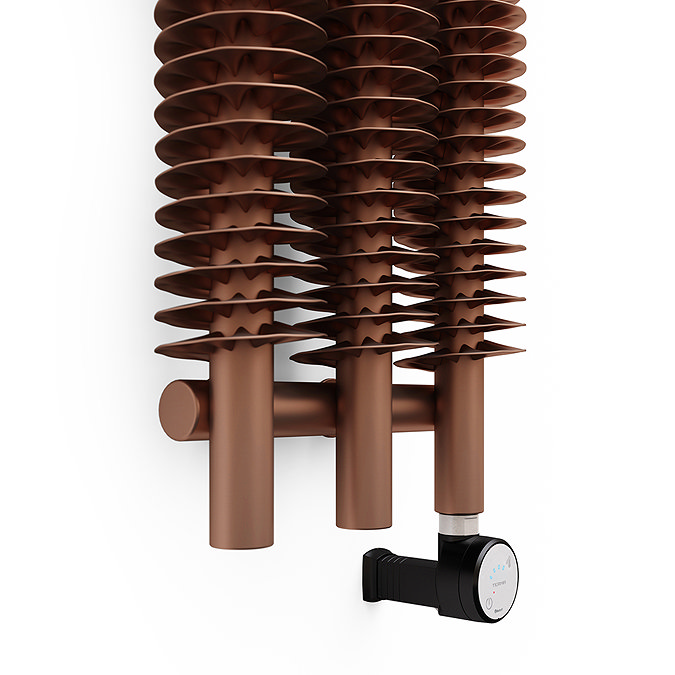 Terma Ribbon V E H1800 x W290mm Bright Copper Electric Only Radiator with MOA Blue Element